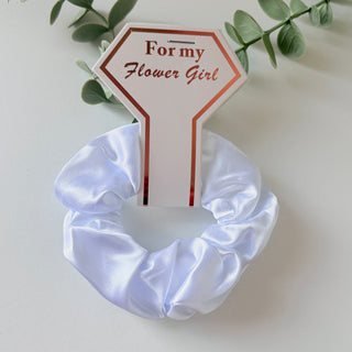 White Satin Flower Girl Scrunchie