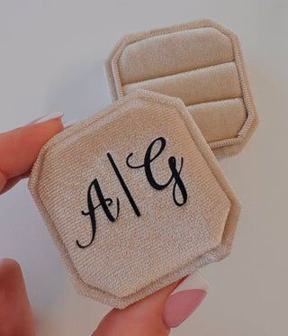 Personalised Double Ring Box - Champagne/Gold