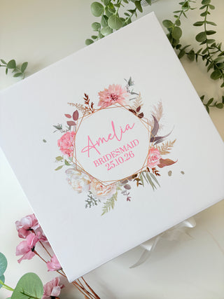 Personalised Floral Gift Box with Ribbon Tie