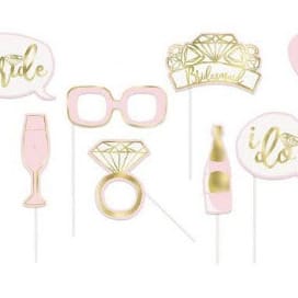 10 Pack Hen Party Photo Props - Pink & Gold