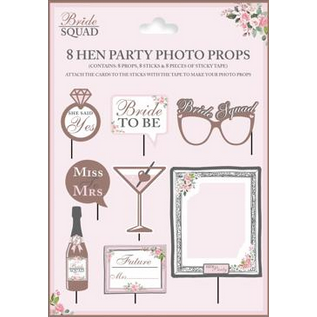 Set of hen party photo booth props including glasses, lips, and champagne bottle designs â€“ perfect for fun photo sessions