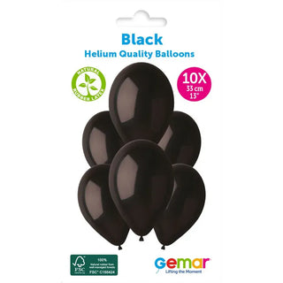 13'' LATEX BLACK BALLOONS (10 Pack)