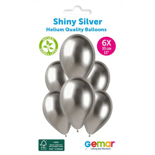 13" Latex Shiny Silver (6pk)