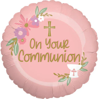 18" Pink Round On Your Communion Foil