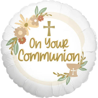 18" White Round On Your Communion Foil