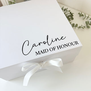 Personalised White Gift Box with Ribbon Tie