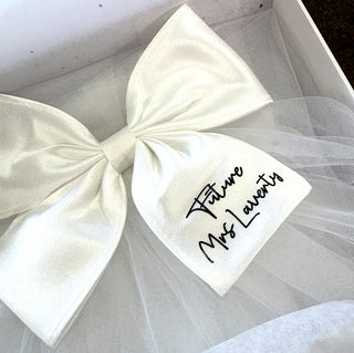 Personalised Short Satin Bow Veil