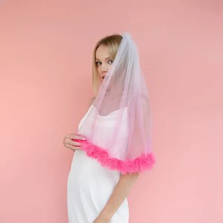 Fringe veil, pink, 69cm