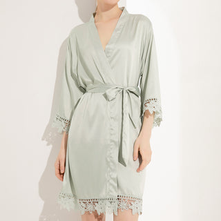 Luxury Silk Robe with Lace Trim
