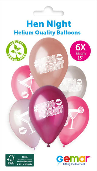 13" Latex Hen Night Balloons (6pk)