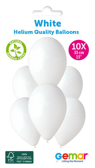 13" Latex White Balloons (10pk)
