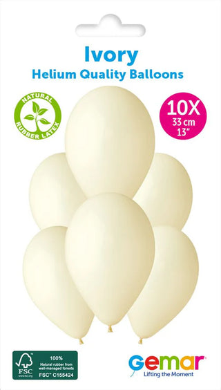 13" Latex Ivory Balloons (10pk)