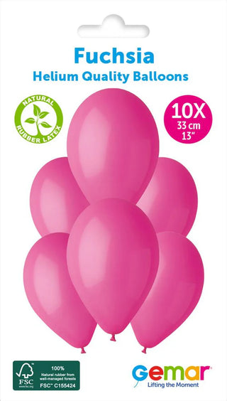 13'' LATEX FUSHCIA PINK BALLOONS (10 Pack)