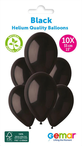 13'' LATEX BLACK BALLOONS (10 Pack)