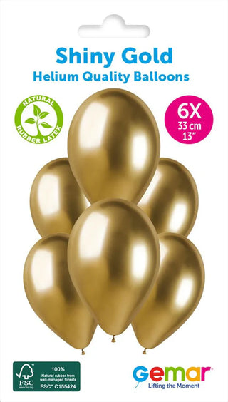 Gold Latex Balloons, 6 Pack