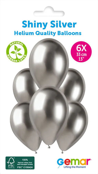 13" Latex Shiny Silver (6pk)