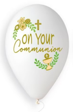 13" White Latex on your Communion (6 Balloons)