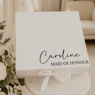 Personalised White Gift Box with Ribbon Tie