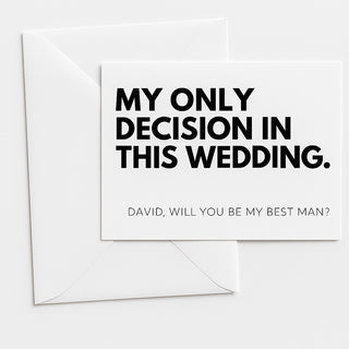 Personalised 'My Only Decision' Post Card