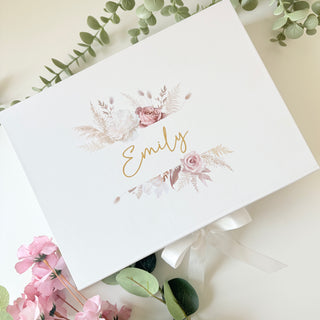 Personalised Pampas Gift Box with Ribbon Tie