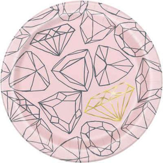 Pink Diamond Motif Paper Plates (8)