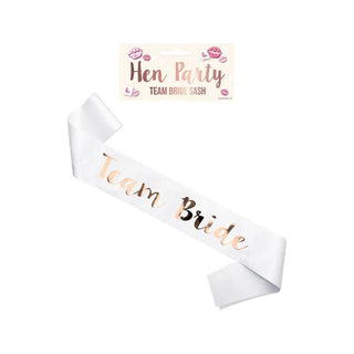 White Team Bride Hen Party Sash