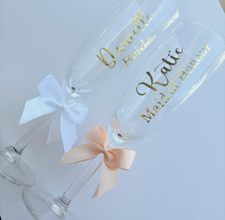 Personalised Champagne Glass Flute - Any Colour
