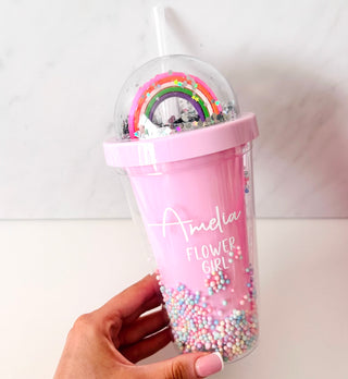 Personalised Cold Cup - Pink Rainbow Shaker