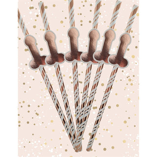 Willy Straws, Rose Gold, 6 per pack