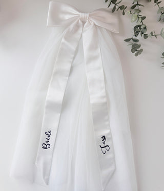 Personalised Luxury Long Satin Bow Veil