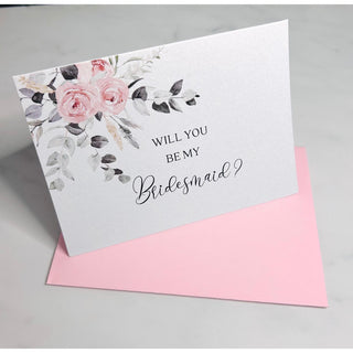 Will you be my Bridesmaid Card with envelope - Rose Design
