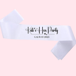 Personalised Sash Hearts Hen Party