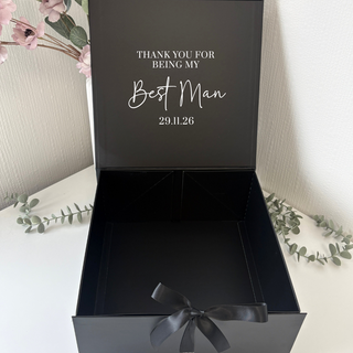 Personalised Black Gift Box with Ribbon Tie