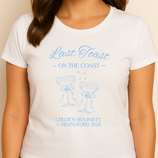 Personalised White T-shirt - Last Toast on the Coast