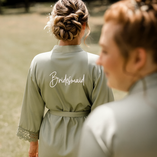 Luxury Silk Robe with Lace Trim