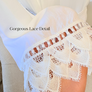 Luxury White Cotton Lace Robe
