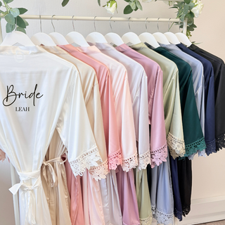 Luxury Silk Robe with Lace Trim