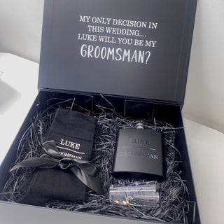 Personalised Team Groom Gift Set - Hip Flask