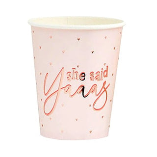She Said Yaaas rose gold foil paper cups â€“ pack of 10 hen party drinkware