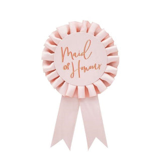 Rose gold Maid of Honour badge with pin fastening for hen party