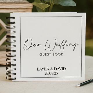 Personalised Black and White Wedding Guest Book