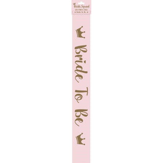 Light pink satin 'Bride to Be' sash with white text, ideal for hen parties and bridal showers.