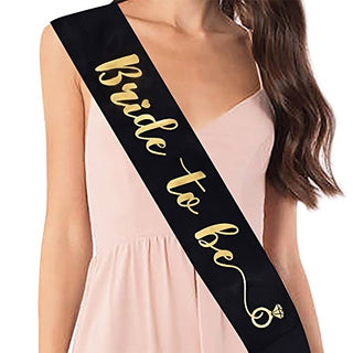 Sash, Satin Black Bride to be with Gold Lettering