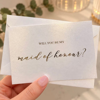 Will you be my Maid of Honour Card with envelope - Gold