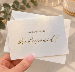 Will you be my Bridesmaid Card with envelope - Gold