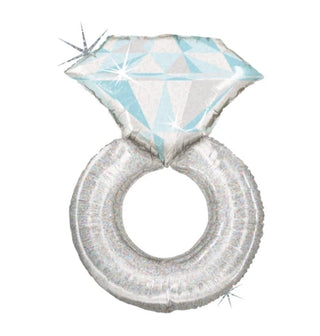 Silver Wedding Ring Foil Balloon - 38 inch
