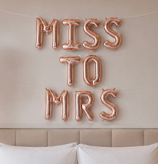 Rosegold Miss To Mrs Foil Balloon Bunting - 16inch