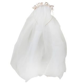 Blush - Metal Bride to be Headband with Veil