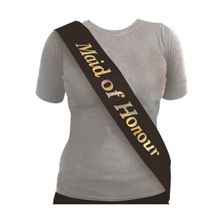 Sash Maid of Honour Black W/ Silver Writing