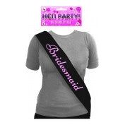 Sash Black W/Pink Writing Bridesmaid